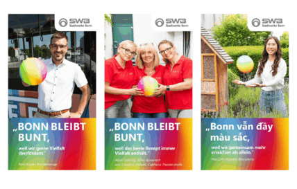 Plakate mit Mitarbeitern