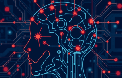 Kopf aus Neuronen, der aussieht wie eine KI