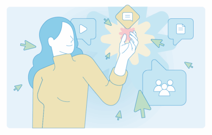 Grafik einer weiblichen Person, die die Fäden zieht